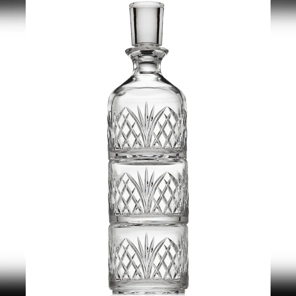 Stackable Crystal Decanter & 2 Glass Set 